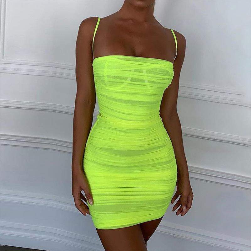 Neon ruched dress best sale